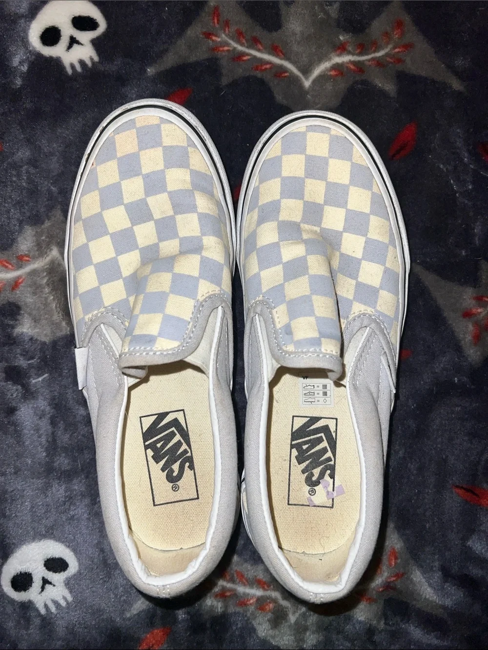 Vans Kids Slip-On Checkerboard Sneakers - Light Blue & Cream
